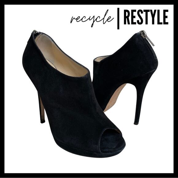 Jimmy Choo Glint Black Suede Booties size 38.5 - Picture 1 of 11